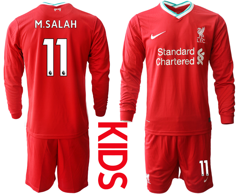 2021 Liverpool home long sleeves Youth #11 soccer jerseys->youth soccer jersey->Youth Jersey